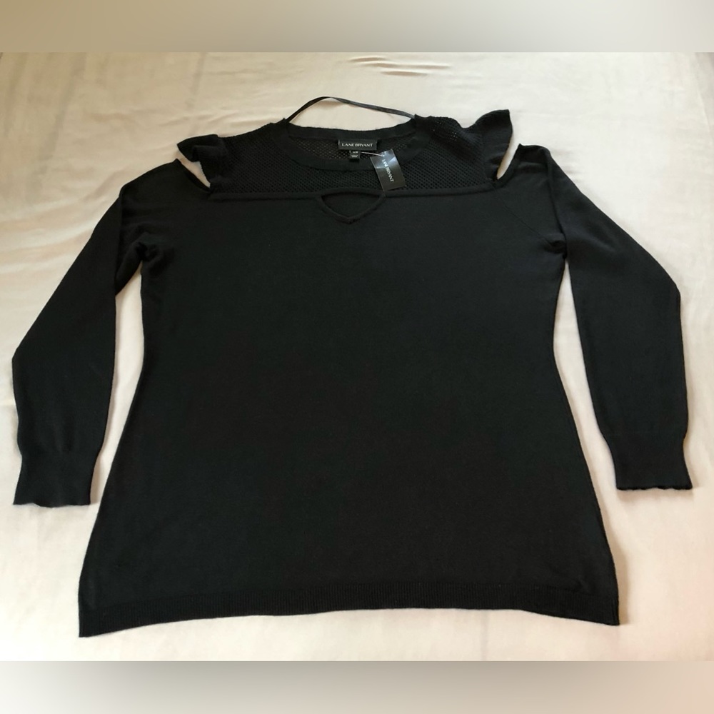 Layne Bryant Cold Shoulder Black Knit Sweater Size 14/16